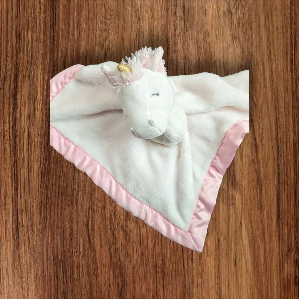 Carters Unicorn Security Blanket Pink White‎ Satin Trim Lovey Plush 2020